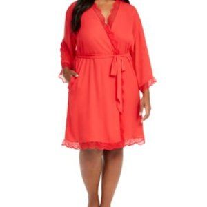 I.N.C. International Concepts Plus Size Lace-Trim Chiffon Wrap Robe